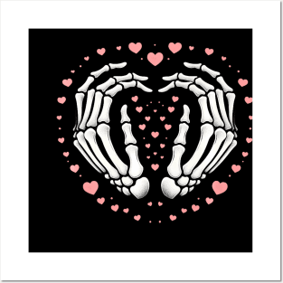 Skeleton Hand Heart Valentines Day Funny Bones Love Premium Posters and Art